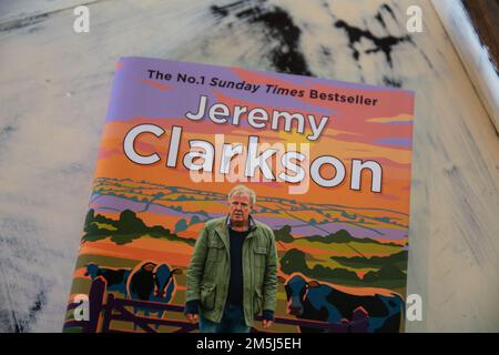 Durham, UK - 29th December 2022: Jeremy Clarkson's book Diddly Squat, a best seller wrote alongside is famous show on Amazon Prime about his farm. Stock Photo