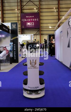 A robot made of artificial intelligence that provides services and luggage - Aqaba, Jordan Stock Photo