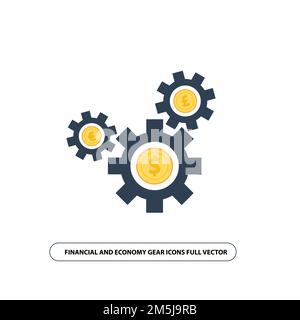 Finance and Commerce Cog Icon, Money Gear Symbol Full Vector Design Stock Vector