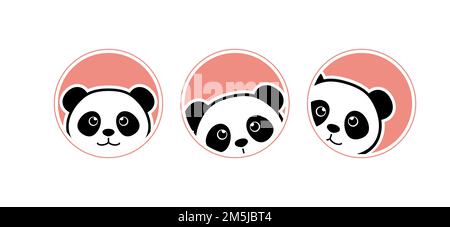 Little Panda. Cartoon Panda. Cute Panda Face. Baby Shower. Paws up over wall Stock Vector