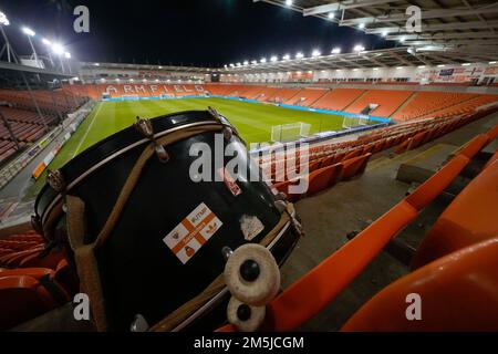 General view of Bloomfield Road Stadium before the Sky Bet Championship match Blackpool vs Sheffield United at Bloomfield Road, Blackpool, United Kingdom, 29th December 2022  (Photo by Steve Flynn/News Images) Stock Photo