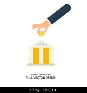 Finance Icon and Symbol with Coin, Saving and Investment Concept Vector Design Stock Vector