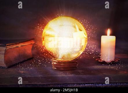 fortune teller medieval crystal ball sphere magic Stock Photo