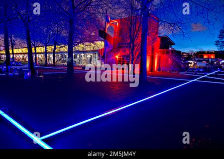 Paris, France. 27th Dec, 2022. Artistic journey composed of eight luminous contemporary installations. Stock Photo