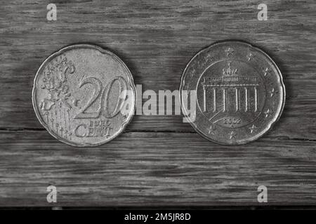 Close up macro detail of EURO coins, detail photo of EURO currency, money concept Stock Photo