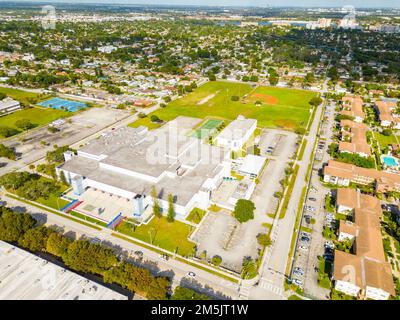 Miami, FL, USA - December 29, 2022: Aerial drone photo of NMB North Miami Beach senior high school Stock Photo