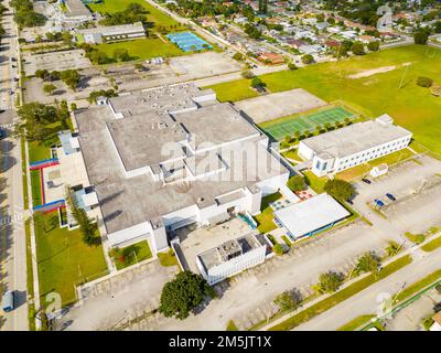 Miami, FL, USA - December 29, 2022: Aerial drone photo of NMB North Miami Beach senior high school Stock Photo