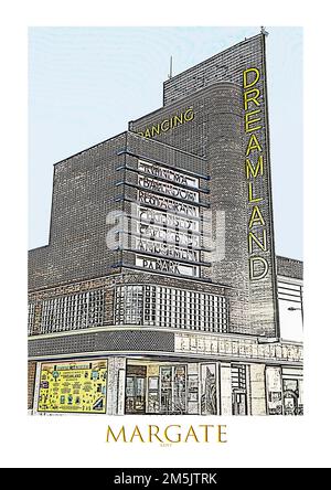 series of twelve posters of well known Thanet buildings Stock Photo