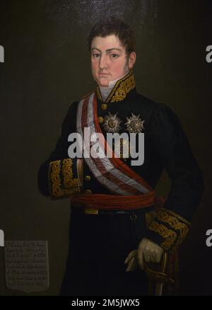 Jose Aymerich y Baras (1775-1841). Spanish Lieutenant General and Secretary of War. Lieutenant General Jose Aymerich. Anonymous portrait, 1841. Oil on canvas. Army Museum. Toledo, Spain. Stock Photo