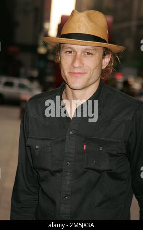 June 25, 2007, New York, New York, USA: Australian movie star actor HEATH LEDGER, 28, at the arrivals for the New York premiere of 'Rescue Dawn' held at the Dolby Screening Room. Movie Plot: During the Vietnam War, German-born US pilot Dieter Dengler is shot down over Laos and taken prisoner. Tortured and starved, Dieter resolves to escape with fellow prisoners Duane and Gene. When they finally make their daring break into the jungle, the escapees discover that the dense, humid rainforest can be a terrifying prison in itself. Public Release date: July 4, 2007 (USA), Director: W. Herzog. (Credi Stock Photo