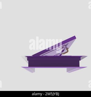 purple wooden interior door illustration set different open closed isolated white background Stock Photo