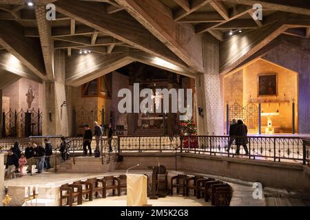 NAZARETH, ISRAEL December 2022: Inside of he Church of the Annunciation, sometimes also referred to as the Basilica of the Annunciation is a church in Stock Photo