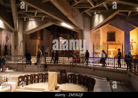 NAZARETH, ISRAEL December 2022: Inside of he Church of the Annunciation, sometimes also referred to as the Basilica of the Annunciation is a church in Stock Photo