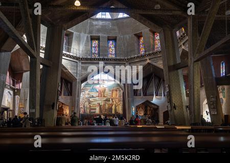 NAZARETH, ISRAEL December 2022: Inside of he Church of the Annunciation, sometimes also referred to as the Basilica of the Annunciation is a church in Stock Photo