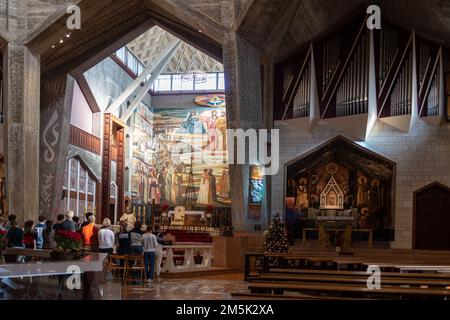 NAZARETH, ISRAEL December 2022: Inside of he Church of the Annunciation, sometimes also referred to as the Basilica of the Annunciation is a church in Stock Photo