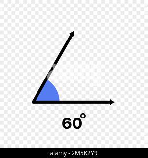 60 degree angle icon. Geometric symbol. Vector illustration on transparent background Stock Vector