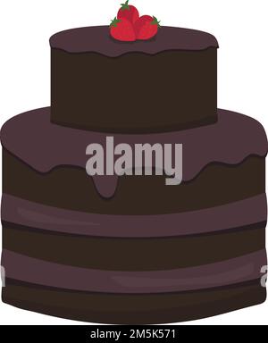 A chocolate cake with strawberries on top, with brown icing, vector ...