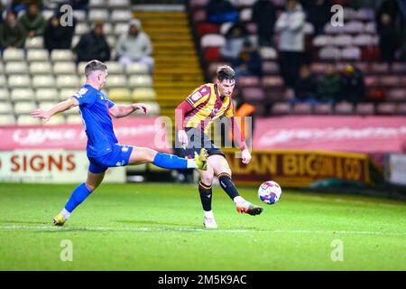 The University of Bradford Stadium, Bradford, England - 29th December 2022 Matty Foulds (14) of Bradford City clears the ball - during the game Bradford City v Rochdale, Sky Bet League Two,  2022/23, The University of Bradford Stadium, Bradford, England - 29th December 2022 Credit: Arthur Haigh/WhiteRosePhotos/Alamy Live News Stock Photo