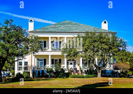 The Biloxi Welcome Center is pictured, Dec 28, 2022, in Biloxi, Mississippi. The welcome center is located just north of the Biloxi lighthouse. Stock Photo