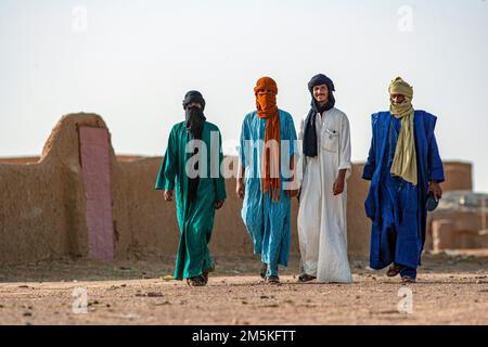 Young traditional Tuareg man walking in Timbuktu, Mali , West Africa Stock Photo