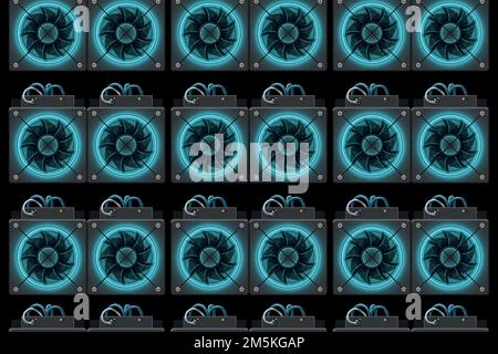 working asic computers for mining with light Stock Vector