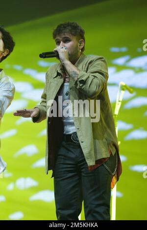 Madrid, Spain. 29th Dec, 2022. Singer Dani Fernandez performs during the first concert of his tour, at the Wizink Center in Madrid. Credit: SOPA Images Limited/Alamy Live News Stock Photo
