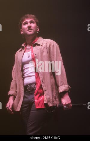Madrid, Spain. 29th Dec, 2022. Singer Dani Fernandez performs during the first concert of his tour, at the Wizink Center in Madrid. Credit: SOPA Images Limited/Alamy Live News Stock Photo