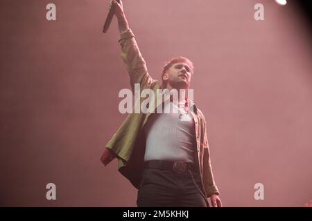 Madrid, Spain. 29th Dec, 2022. Singer Dani Fernandez performs during the first concert of his tour, at the Wizink Center in Madrid. Credit: SOPA Images Limited/Alamy Live News Stock Photo