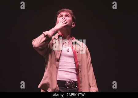 Madrid, Spain. 29th Dec, 2022. Singer Dani Fernandez performs during the first concert of his tour, at the Wizink Center in Madrid. (Photo by Atilano Garcia/SOPA Images/Sipa USA) Credit: Sipa USA/Alamy Live News Stock Photo
