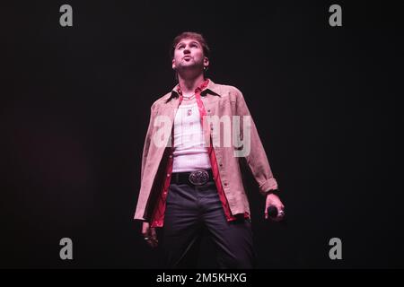 Madrid, Spain. 29th Dec, 2022. Singer Dani Fernandez performs during the first concert of his tour, at the Wizink Center in Madrid. (Photo by Atilano Garcia/SOPA Images/Sipa USA) Credit: Sipa USA/Alamy Live News Stock Photo