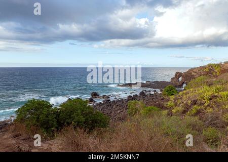 rocky beach of Albion situated in the west of the tropical island of Mauritius, Africa Stock Photo