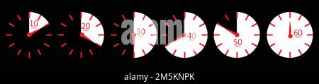 Timer and clock icon set. Time symbol flat icon. Stopwatch, timer, hourglass, sand glass timer, clock. Fast time icon. Stock Vector