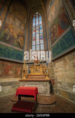 Wallenstein Chapel in St. Vitus Cathedral Interior at Prague Castle - Prague, Czech Republic Stock Photo