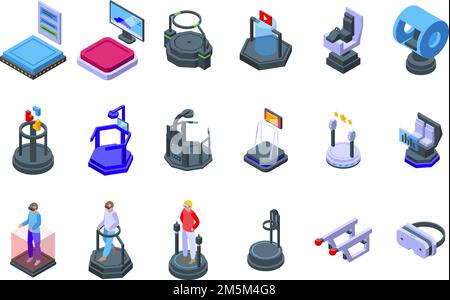 Vr platform icons set isometric vector. Augmented reality. Digital virtual Stock Vector