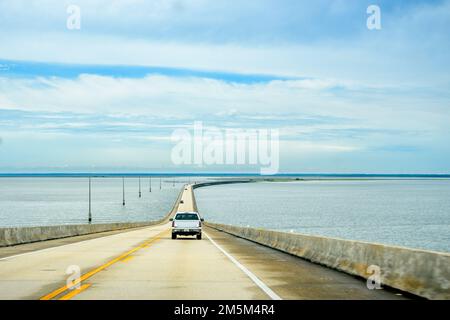 Dauphin Island Bridge in Alabama ( formerly known as the Gordon Persons Bridge) constructed in 1955.Dauphin Island, Alabama USA Stock Photo