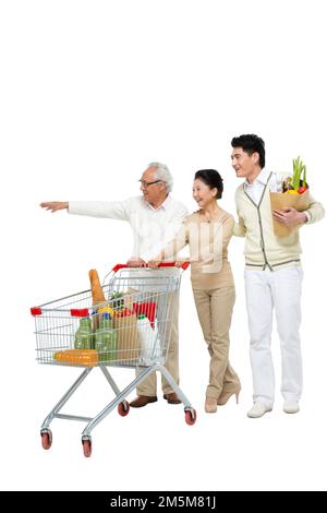 Shed family push cart shopping Stock Photo