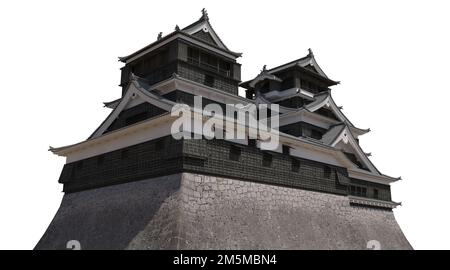 3D illustration japanese castle isolated on white background Stock Photo