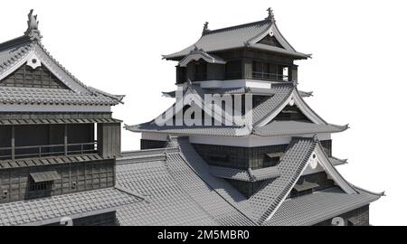 3D illustration japanese castle isolated on white background Stock Photo