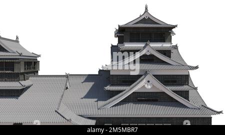 3D illustration japanese castle isolated on white background Stock Photo