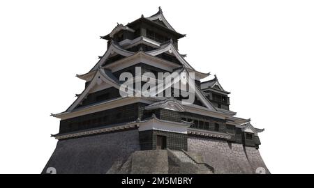 3D illustration japanese castle isolated on white background Stock Photo