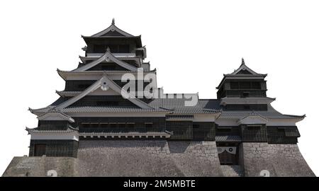 3D illustration japanese castle isolated on white background Stock Photo