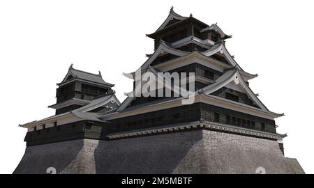 3D illustration japanese castle isolated on white background Stock Photo