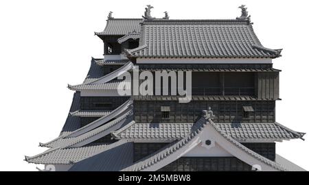 3D illustration japanese castle isolated on white background Stock Photo