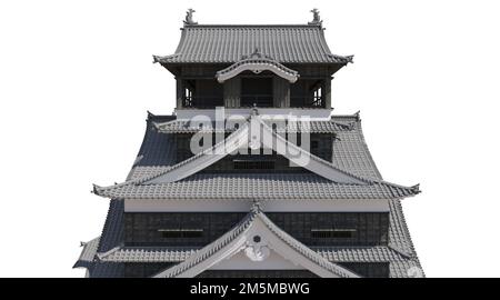 3D illustration japanese castle isolated on white background Stock Photo