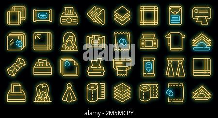 Handkerchief icons set. Outline set of handkerchief vector icons neon color on black Stock Vector