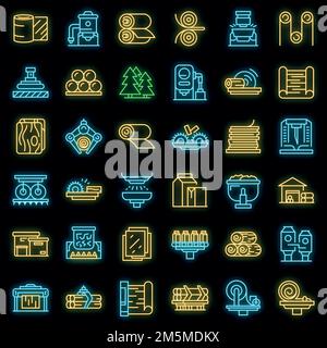 Equipment for paper production icons set cartoon vector. Roll factory ...
