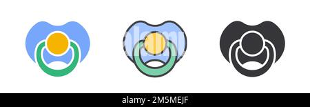 Baby pacifier flat icons on white background. Vector illustration. Stock Vector