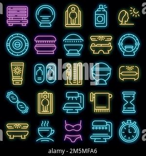 Solarium icon. Outline Solarium vector icon neon color on black Stock Vector