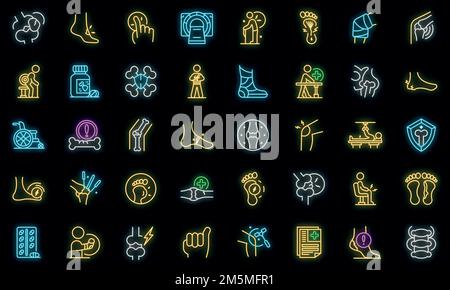 Arthritis icon. Outline arthritis vector icon neon color on black Stock Vector