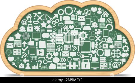 Blackboard cloud with different icons, cloud computing concept, vector eps10 illustration Stock Vector